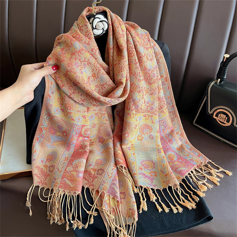Embroidery Hijab - Luxury Embroidery Cashmere Winter Scarves Women