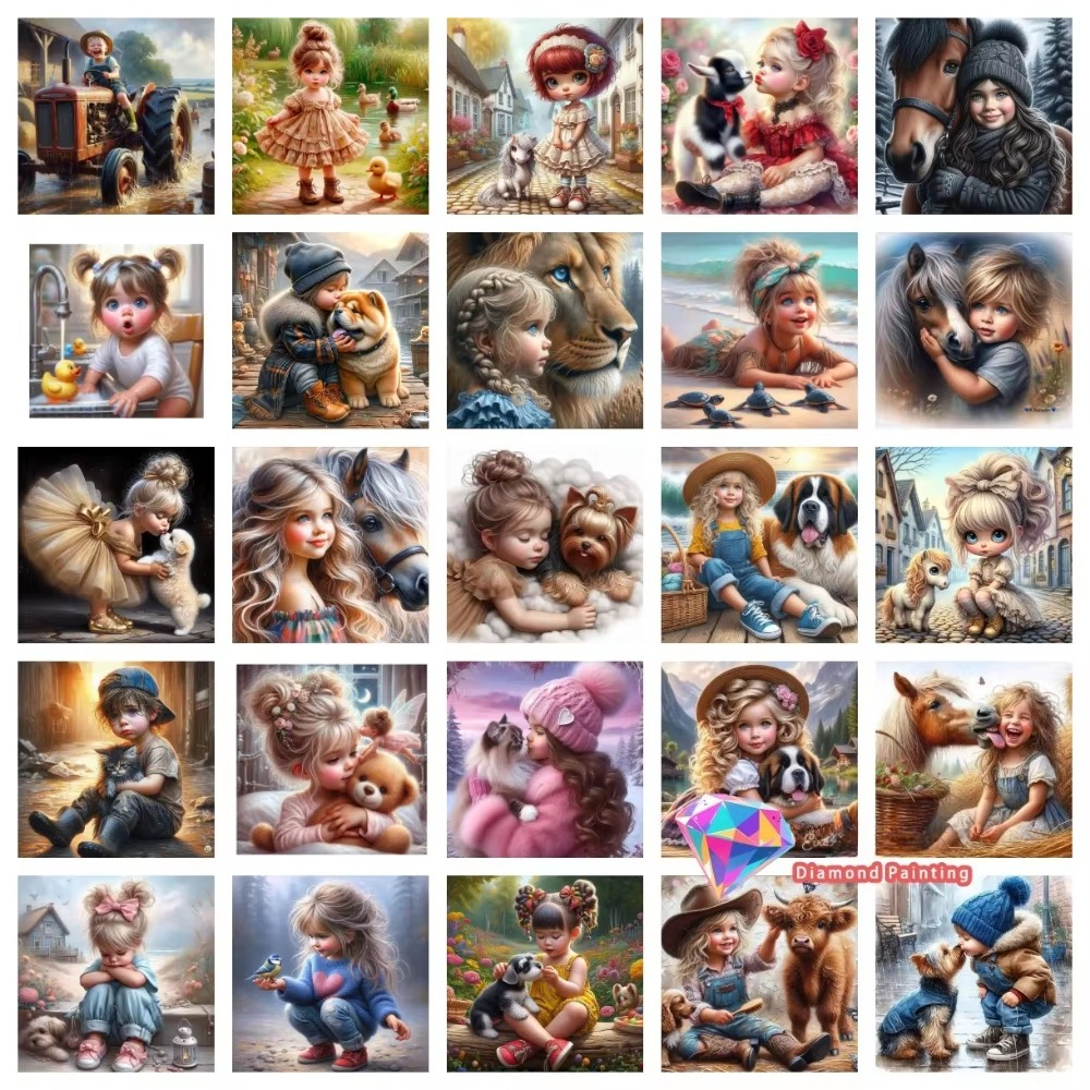 Embroidery Art - 1PC frameless Boys Girls Pet Friend