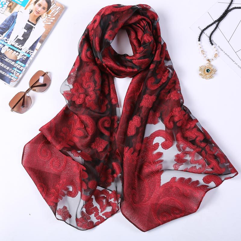 Embroidery Hijab - Hot Selling 180*70 Organza Silk Embroidery