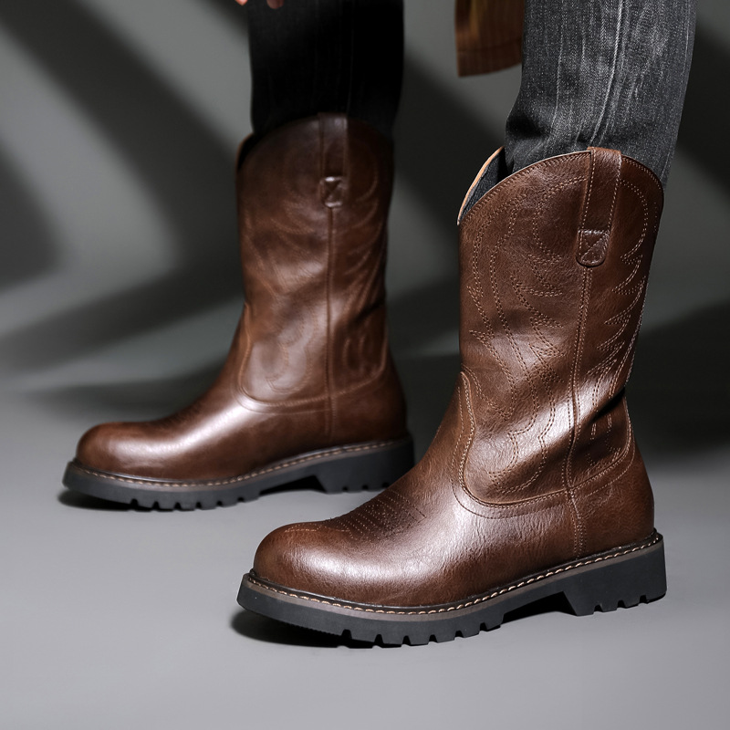 Embroidery Designer - Fashion Mens Cowboy Boots New Embroidery