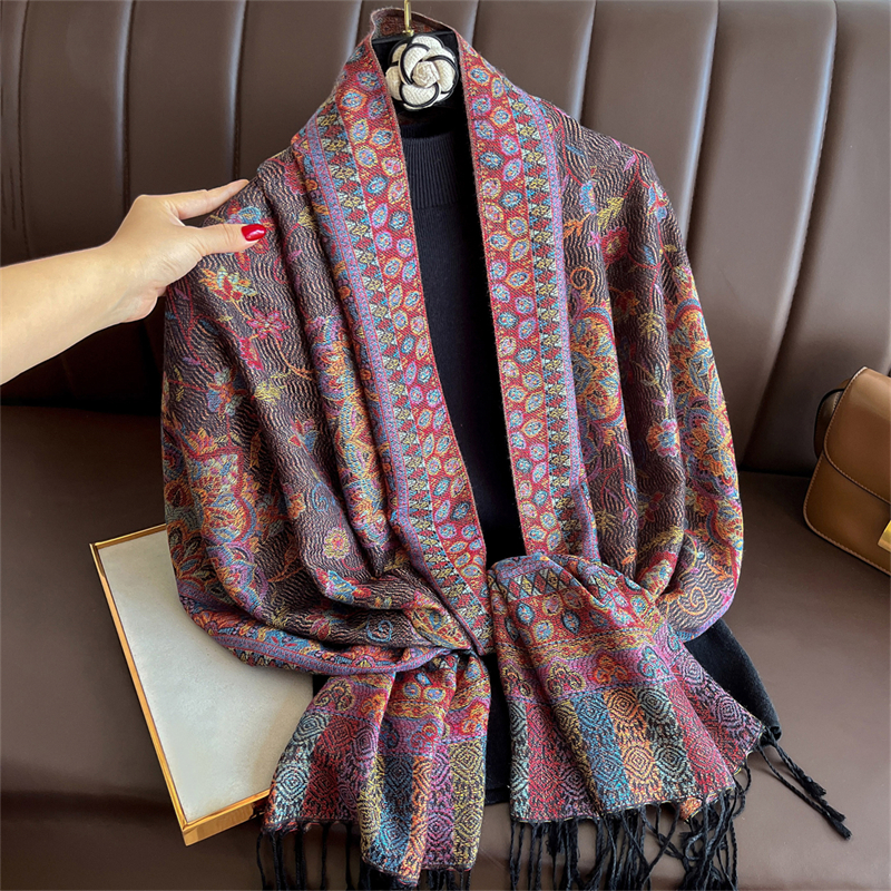 Embroidery Hijab - Luxury Embroidery Cashmere Winter Scarves Women