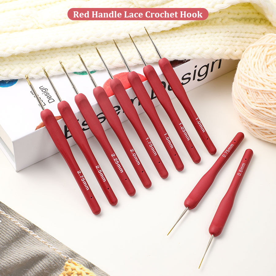 10pcs Red Crochet Set Kit Sili – Embroidery Needles Bewertung und Preis