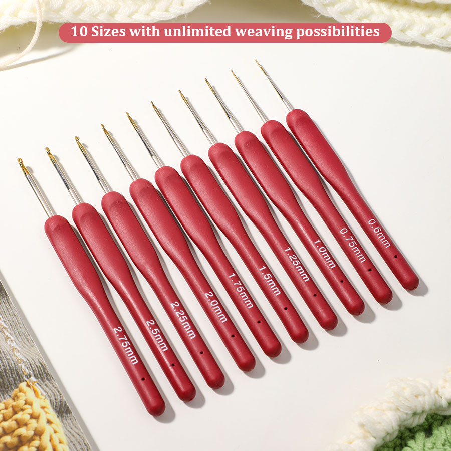 10pcs Red Crochet Set Kit Sili – Embroidery Needles Bewertung und Preis