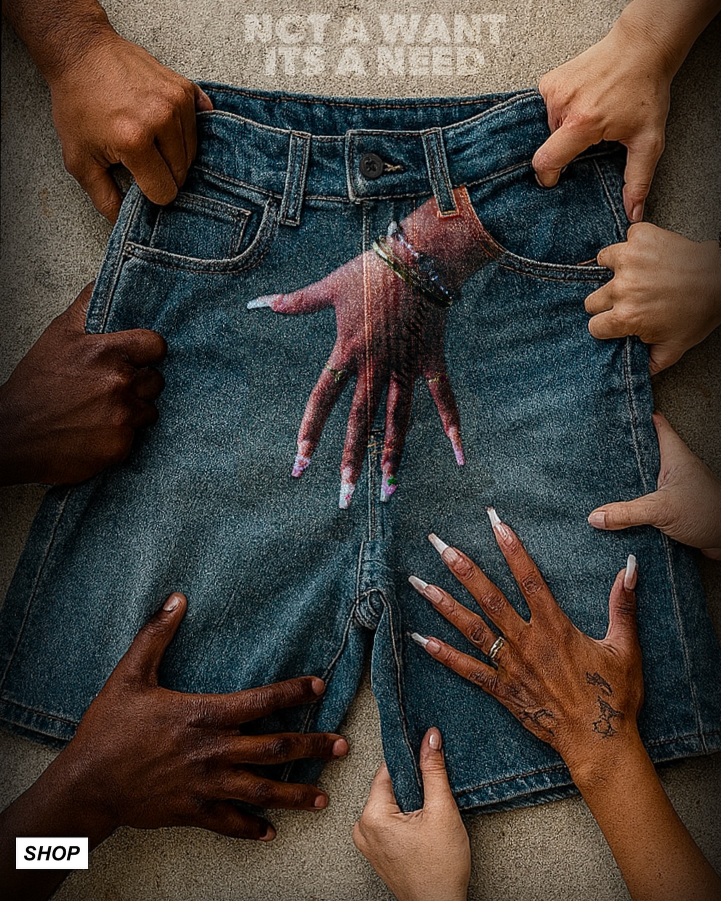 American Y2k Hands Print Short – Embroidery Meaning Bewertung und Preis