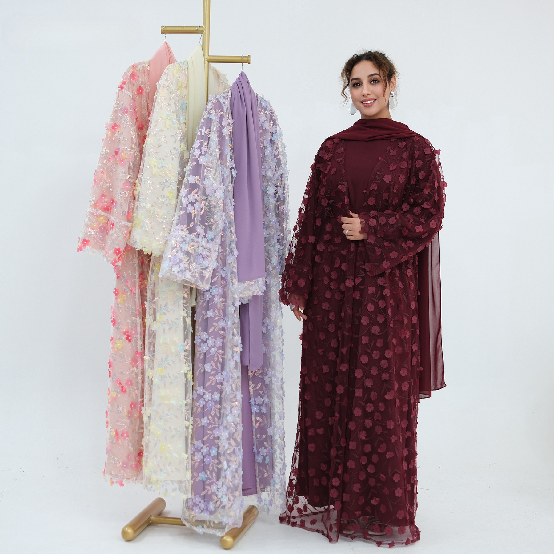 2026 Luxury Abaya EID 3D Flora – Embroidery Hijab Bewertung und Preis