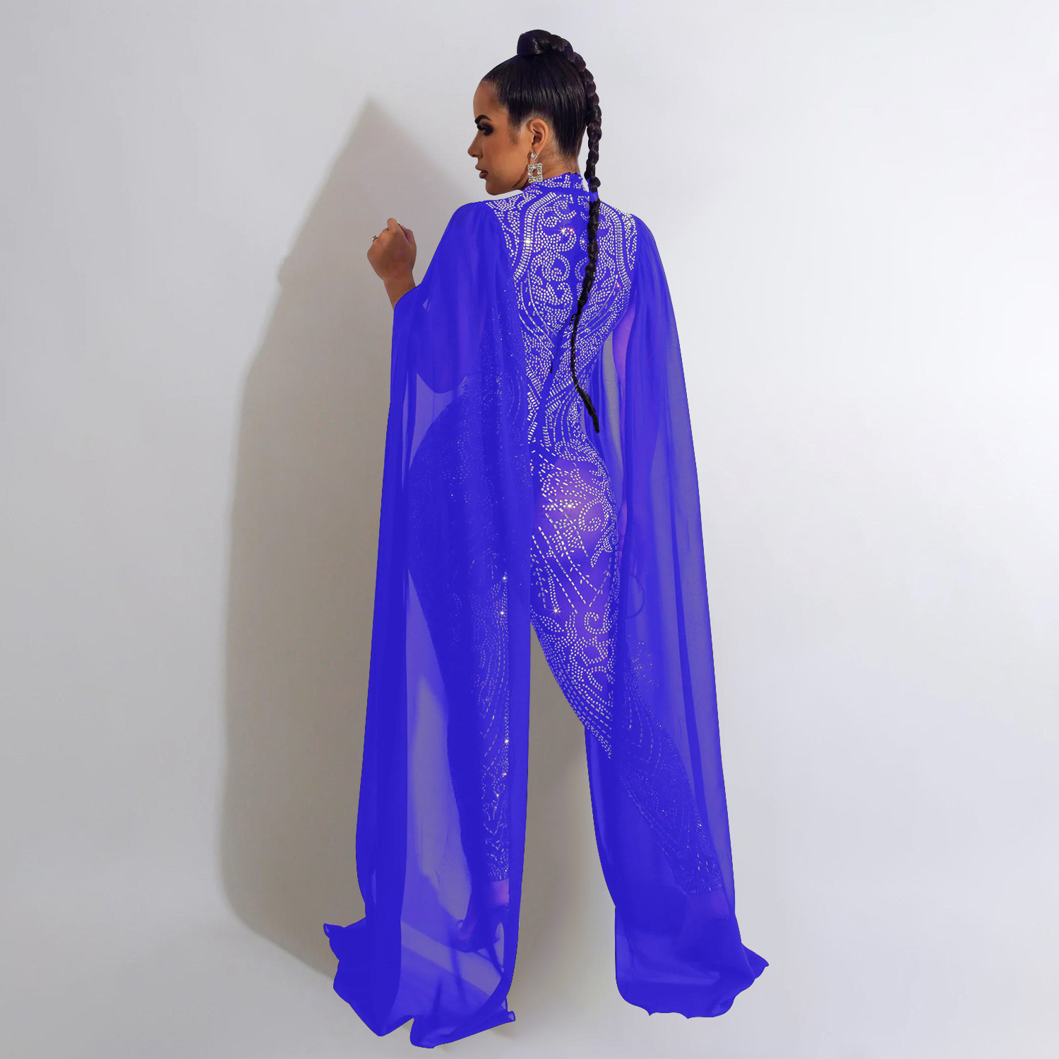 Shawl sleeve mesh crystal jump – Embroidery Net Dress Bewertung und Preis