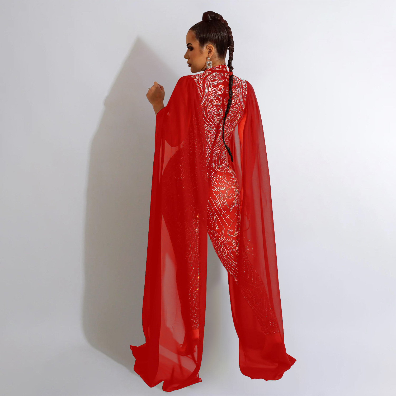 Shawl sleeve mesh crystal jump – Embroidery Net Dress Bewertung und Preis