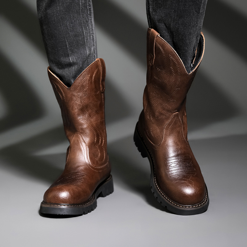 Fashion Mens Cowboy Boots New  – Embroidery Designer Bewertung und Preis