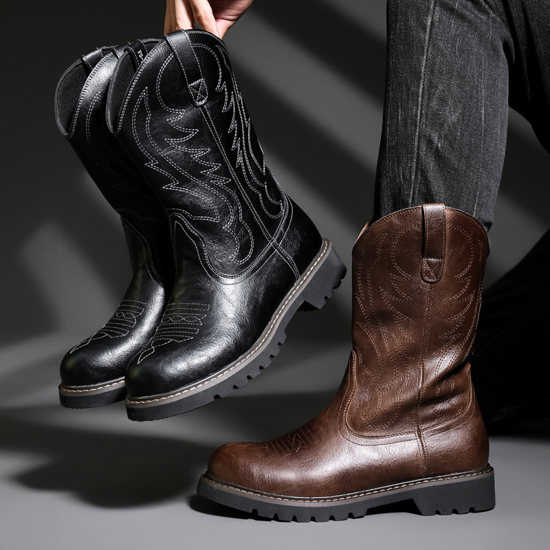 Fashion Mens Cowboy Boots New  – Embroidery Designer Bewertung und Preis