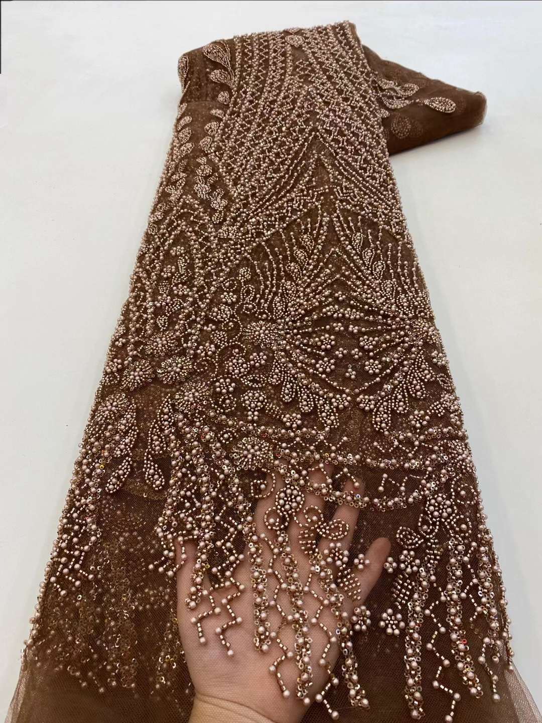 Brown Sequin Beaded Embroidery – Embroidery Net Dress Bewertung und Preis