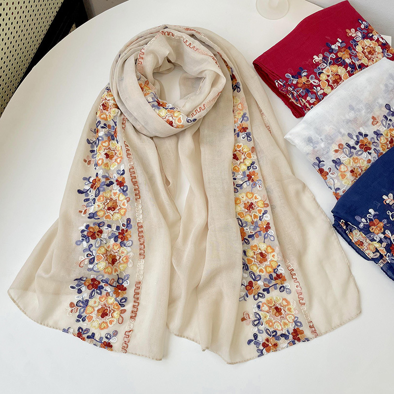 2025 New Soft Cotton Hijab Sca – Embroidery Hijab Bewertung und Preis
