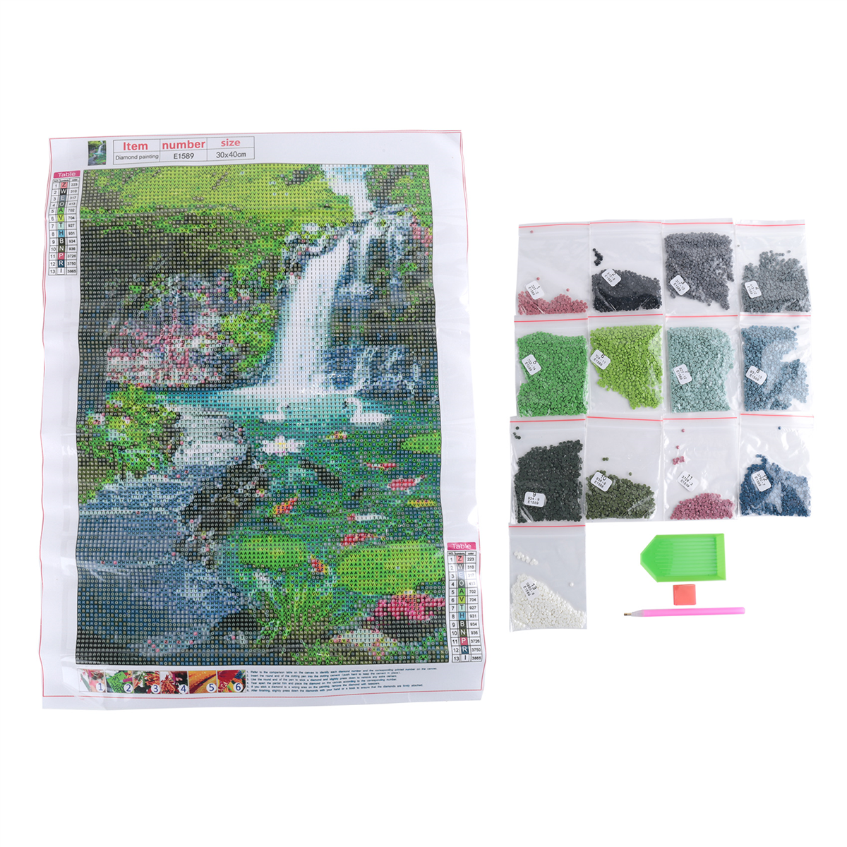 A71Z  Waterfall Scenery Fish D – Embroidery Fish Bewertung und Preis
