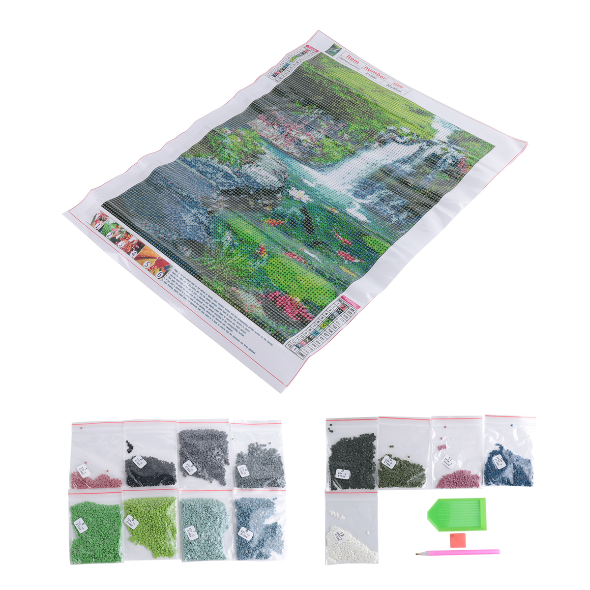 A71Z  Waterfall Scenery Fish D – Embroidery Fish Bewertung und Preis