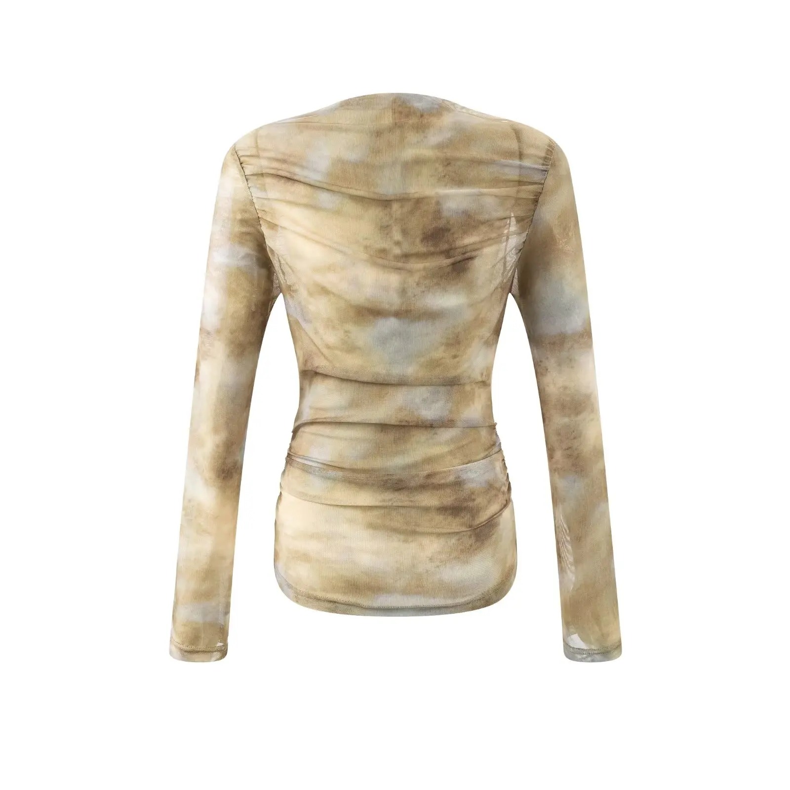 2025 Sexy Tie-Dye Print Ruched – Embroidery Tshirt Bewertung und Preis