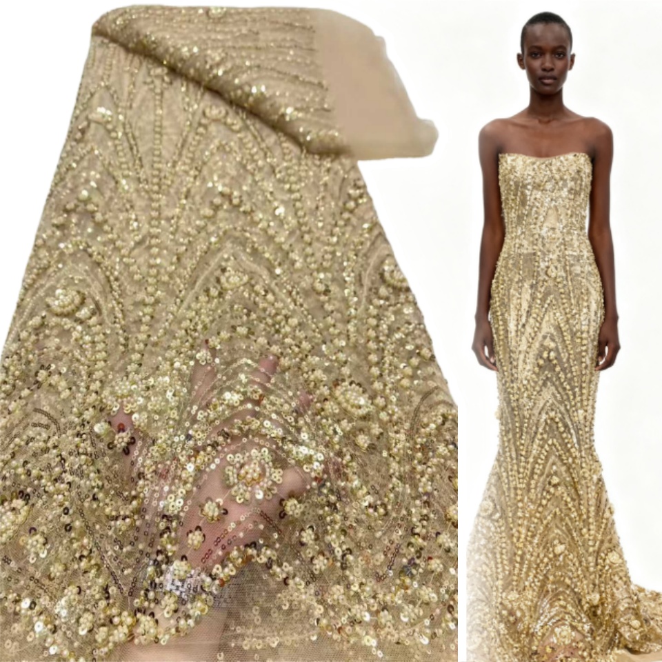 2026 African Nigerian High-Qua – Embroidery Net Dress Bewertung und Preis