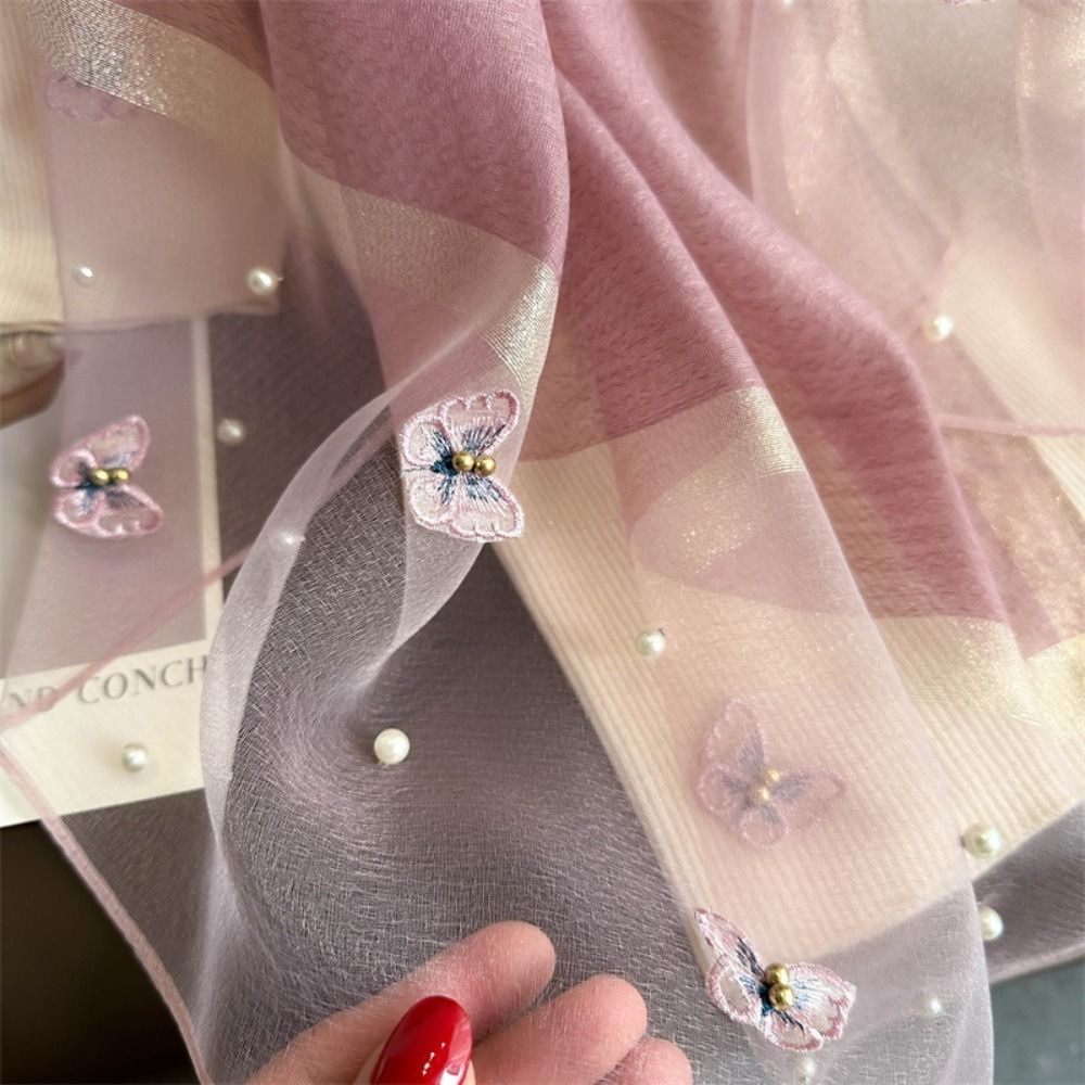 Fashion Thin Silk Scarf Pearl  – Embroidery Hijab Bewertung und Preis