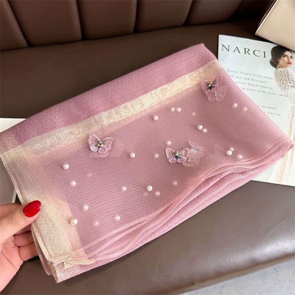 Fashion Thin Silk Scarf Pearl  – Embroidery Hijab Bewertung und Preis