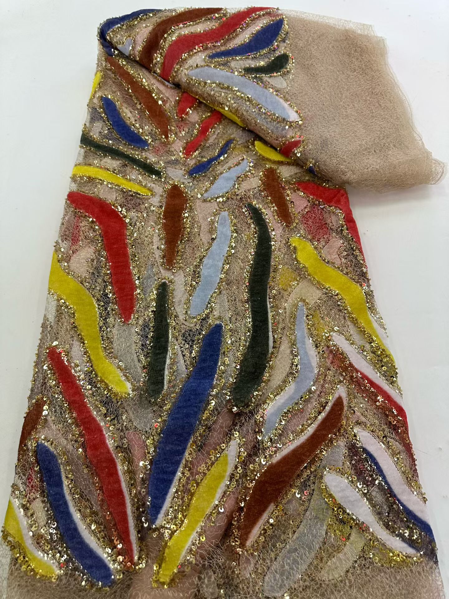 Latest African Sequins Lace Fa – Embroidery Net Dress Bewertung und Preis