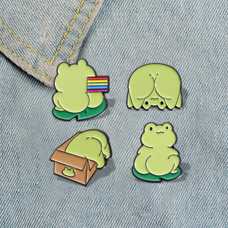 Cute Green Frog Enamel Pins Cu – Embroidery Fish Bewertung und Preis