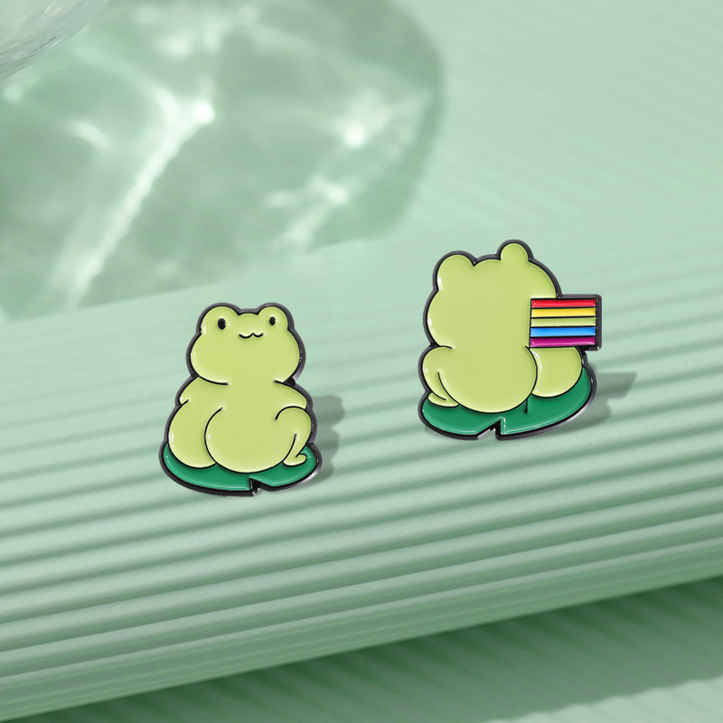 Cute Green Frog Enamel Pins Cu – Embroidery Fish Bewertung und Preis