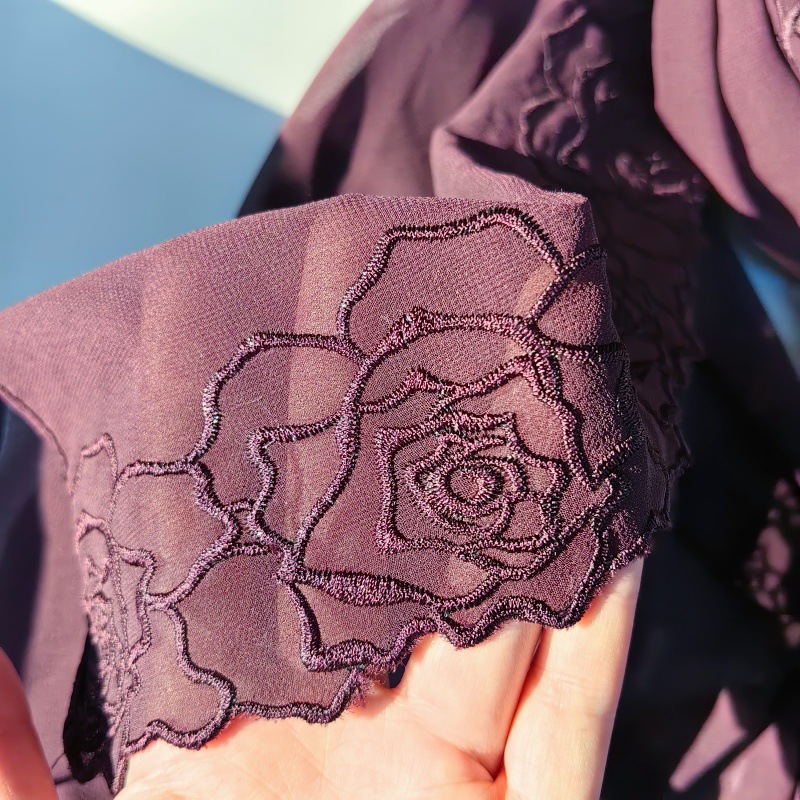 Purple Chiffon Hijab Shawls Wo – Embroidery Hijab Bewertung und Preis