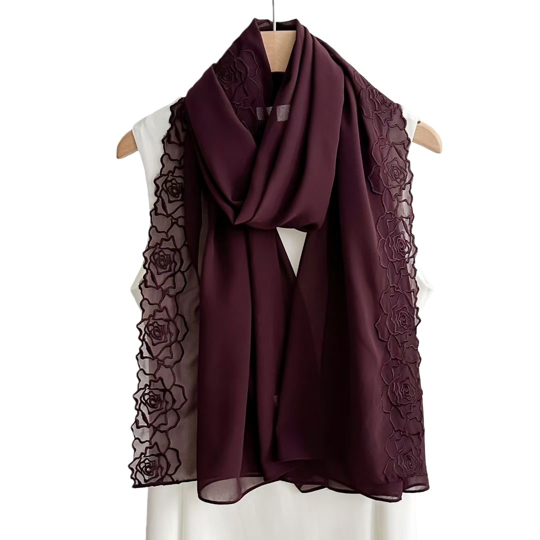 Purple Chiffon Hijab Shawls Wo – Embroidery Hijab Bewertung und Preis