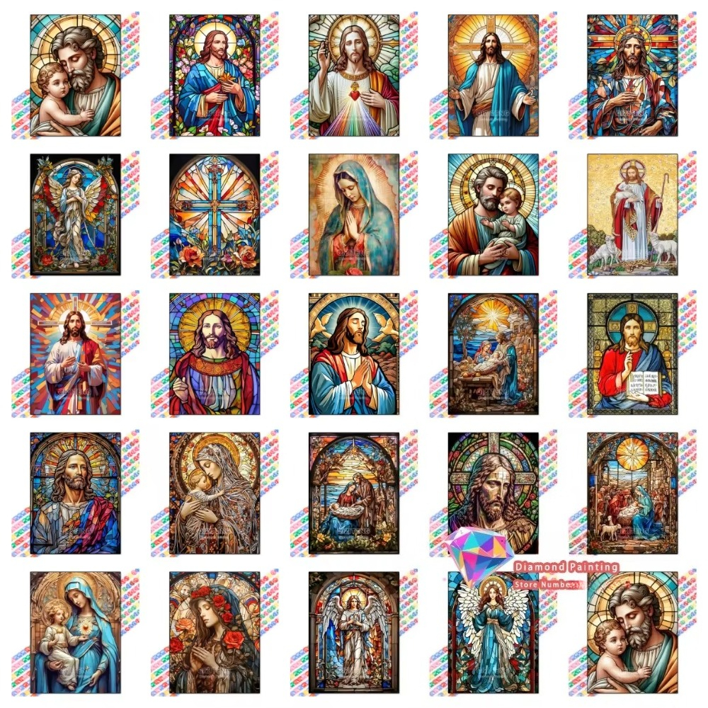 1PC frameless Easter Jesus Squ – Embroidery Jesus Bewertung und Preis